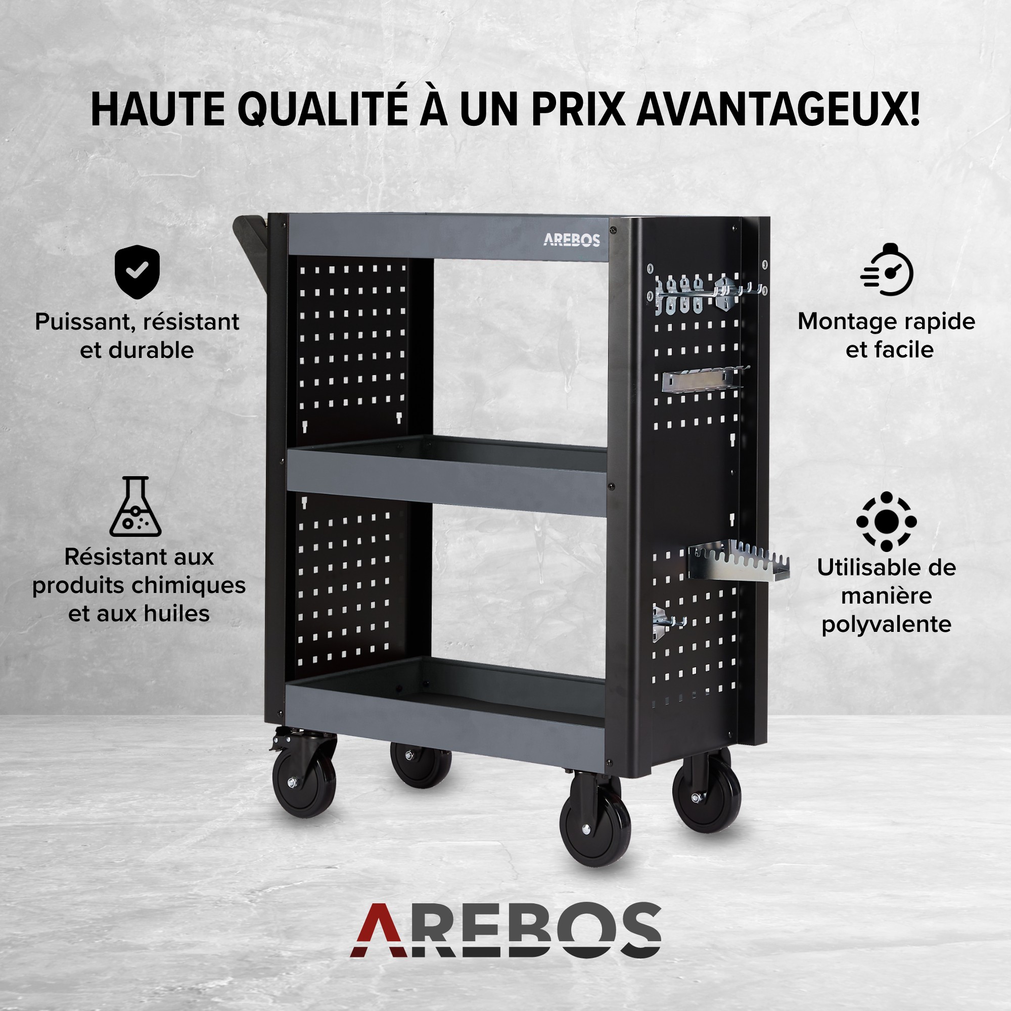 Arebos 2x Chariots roulant, Chariot pour meubles, Plate-forme mobile, Chariot de transport
