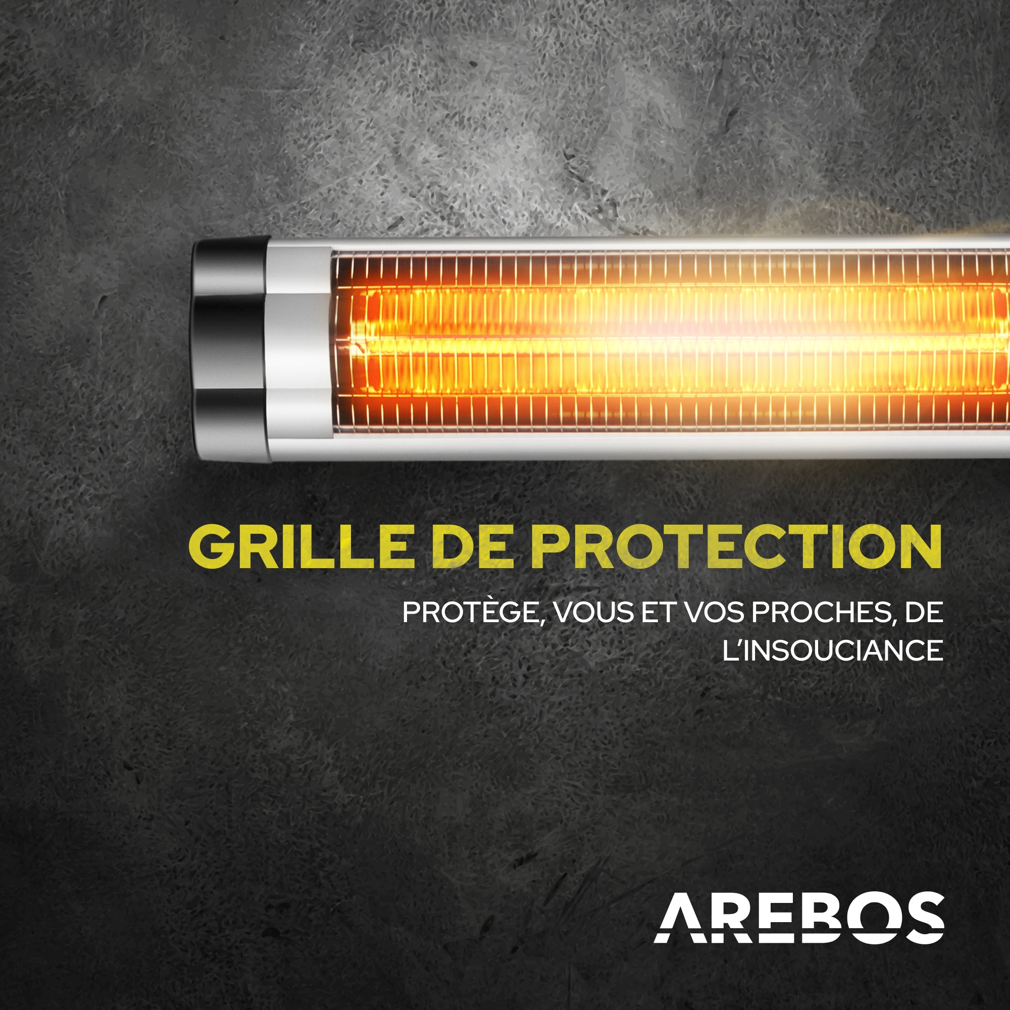 AREBOS Chauffage radiant infrarouge 2500W avec support Radiateur
