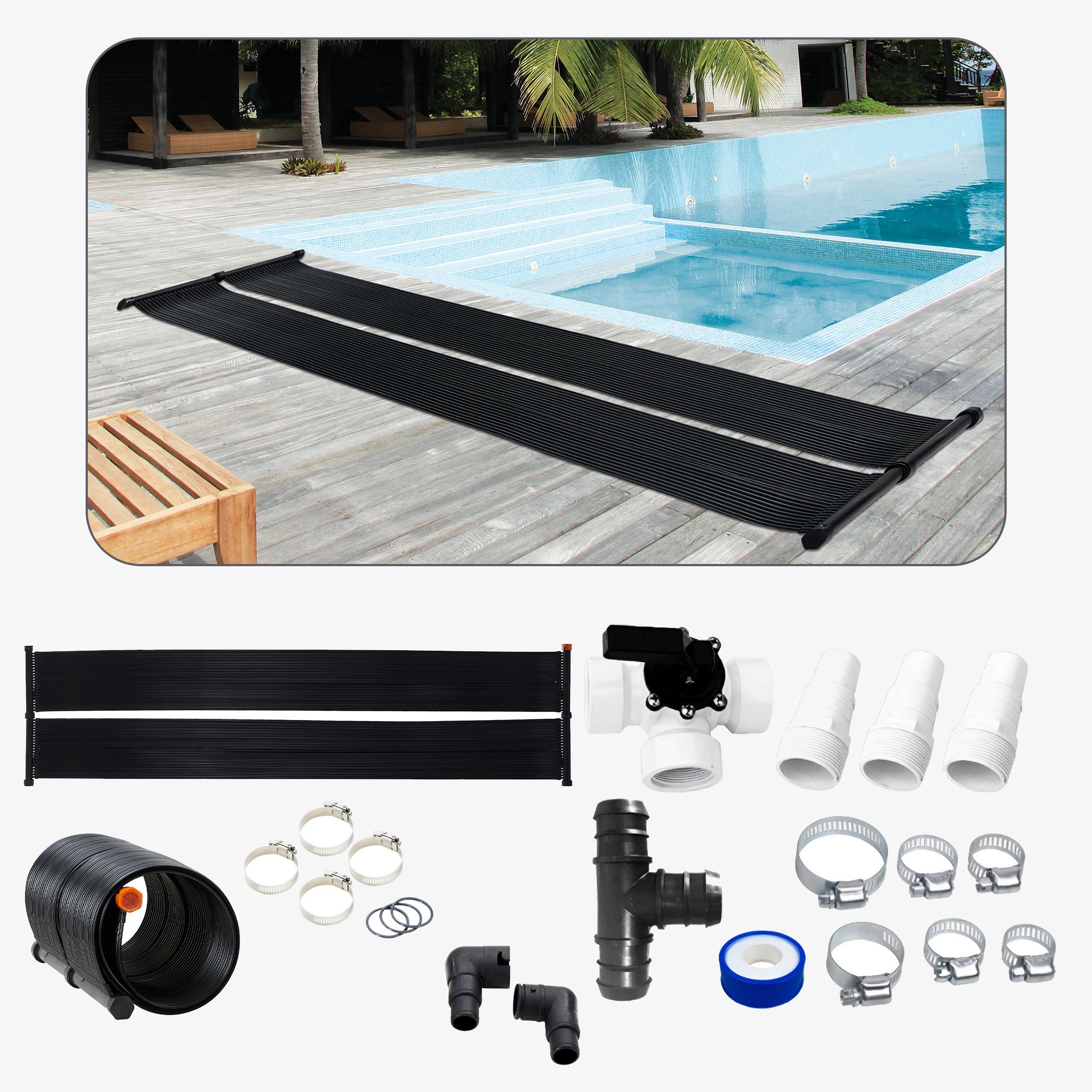Chauffage de piscine en PVC de couleur Noir